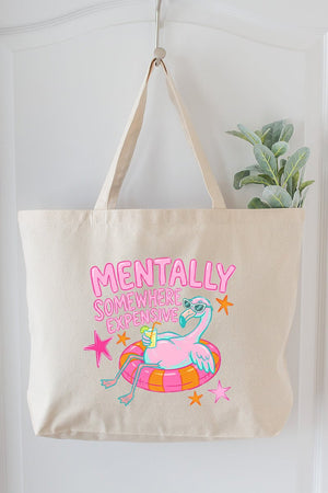 Mentally Somewhere Expensive Canvas Jumbo Tote - Wholesale Accessory Market
