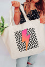 Neon Lightning Bolt Canvas Jumbo Tote - Wholesale Accessory Market