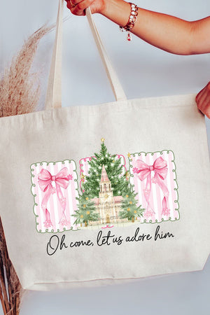 Notes Oh Come Let Us Adore Him Canvas Jumbo Tote - Wholesale Accessory Market