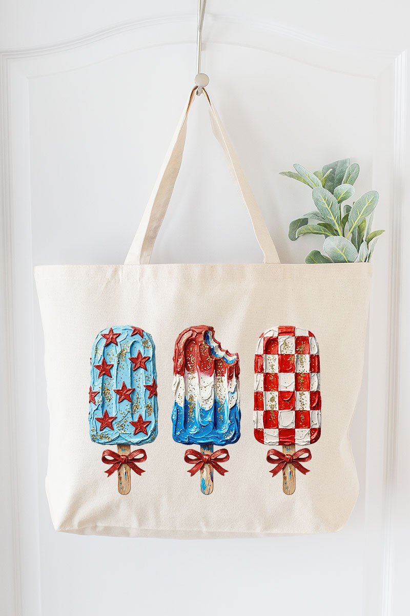 Painted Patriotic Popsicles Canvas Jumbo Tote - Wholesale Accessory Market