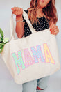Pastel Checkered Mama Canvas Jumbo Tote - Wholesale Accessory Market