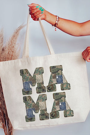 Patchwork Camo Mama Canvas Jumbo Tote - Wholesale Accessory Market