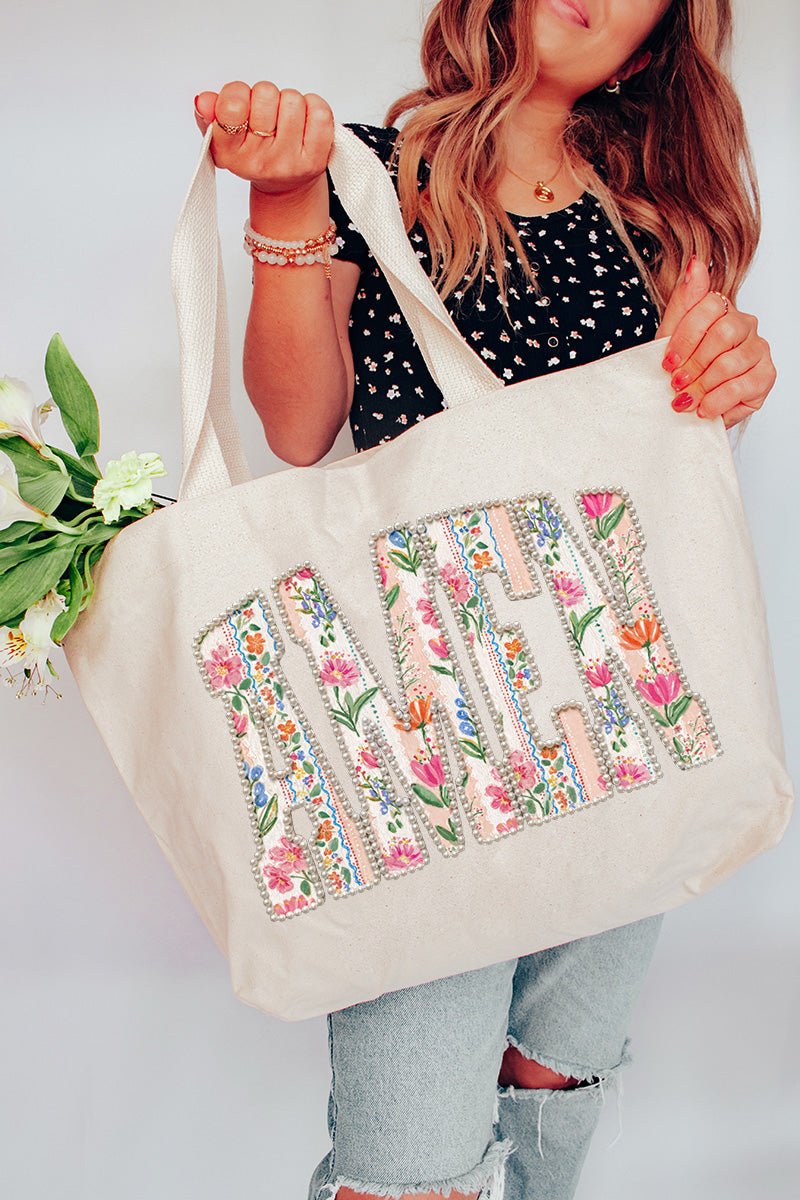 Pearls & Petals Amen Canvas Jumbo Tote - Wholesale Accessory Market