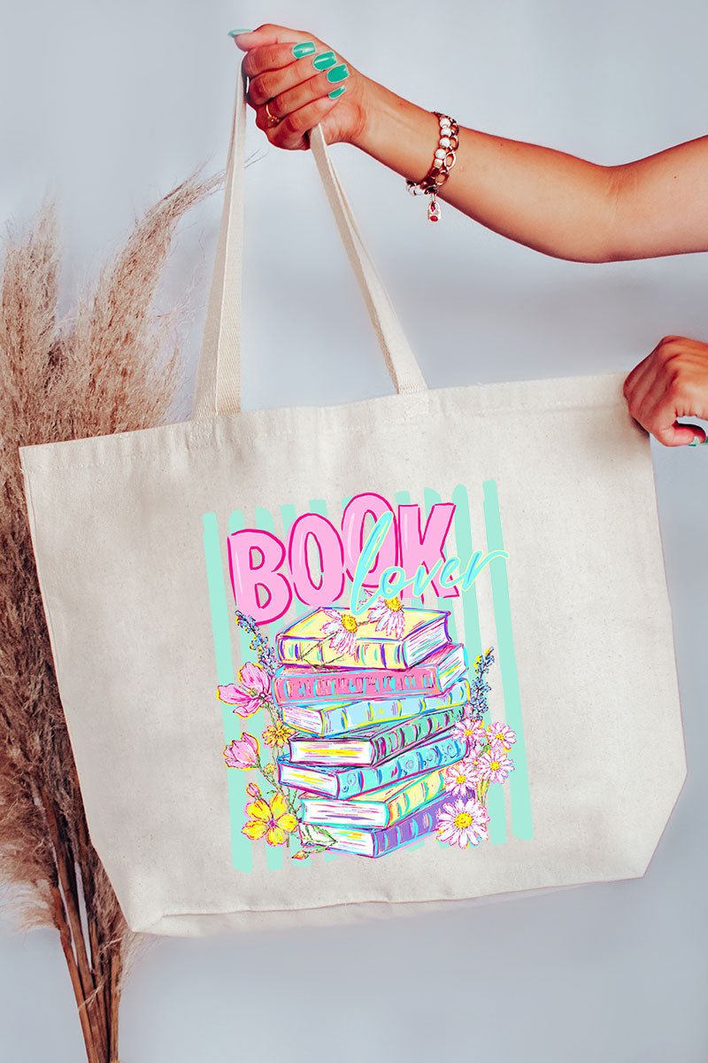 Petals & Paperback Book Lover Canvas Jumbo Tote - Wholesale Accessory Market