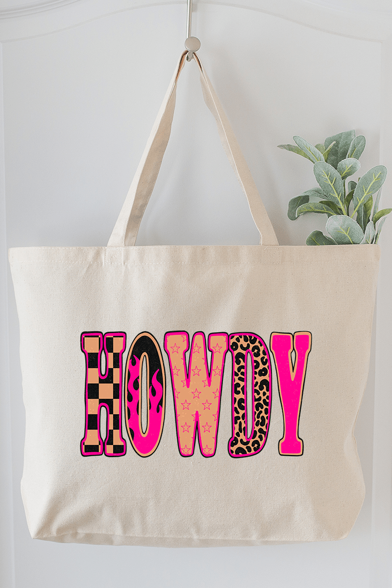 Pink Heat Howdy Canvas Jumbo Tote - Wholesale Accessory Market