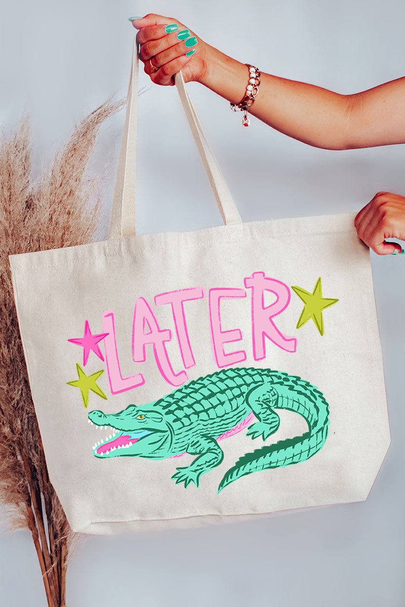 Pink Later Gator Canvas Jumbo Tote - Wholesale Accessory Market