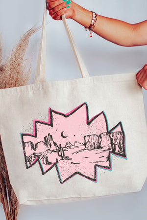 Pink Mesa Moonrise Canvas Jumbo Tote - Wholesale Accessory Market