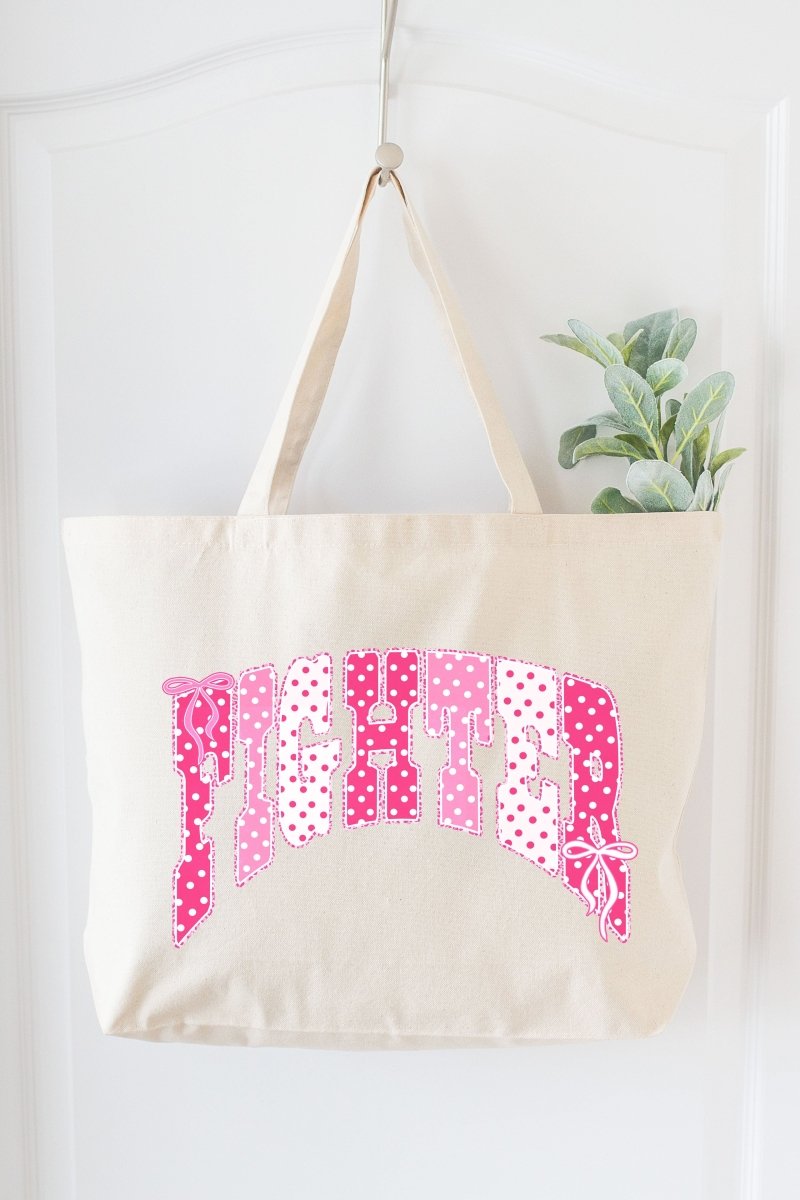 Pink Polka Pop Fighter Canvas Jumbo Tote - Wholesale Accessory Market