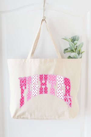 Pink Polka Pop Fighter Canvas Jumbo Tote - Wholesale Accessory Market