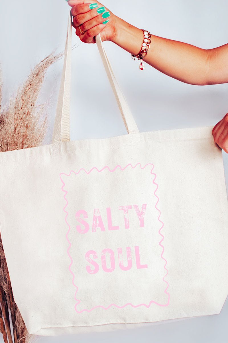 Pink Salty Soul Canvas Jumbo Tote - Wholesale Accessory Market