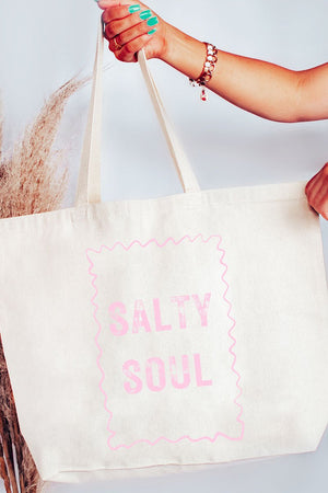 Pink Salty Soul Canvas Jumbo Tote - Wholesale Accessory Market