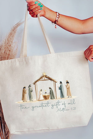 Precious Greatest Gift Of All Canvas Jumbo Tote - Wholesale Accessory Market