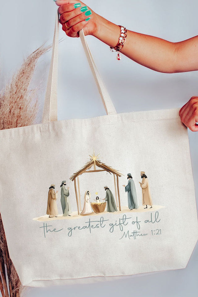 Precious Greatest Gift Of All Canvas Jumbo Tote - Wholesale Accessory Market