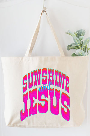 Radiant Sunshine And Jesus Canvas Jumbo Tote - Wholesale Accessory Market