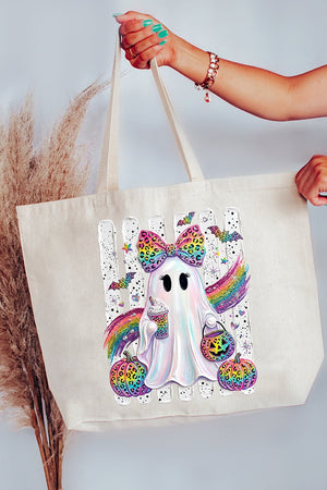 Rainbow Glam Ghost Canvas Jumbo Tote - Wholesale Accessory Market