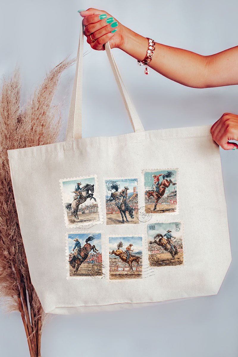 Rodeo Stamps Canvas Jumbo Tote - Wholesale Accessory Market