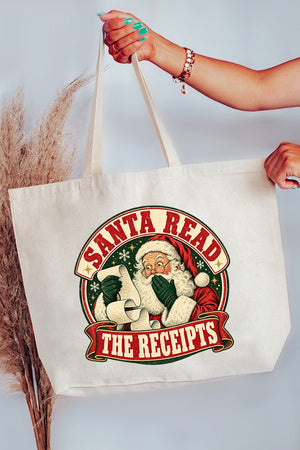 Santa Read The Receipts Canvas Jumbo Tote - Wholesale Accessory Market