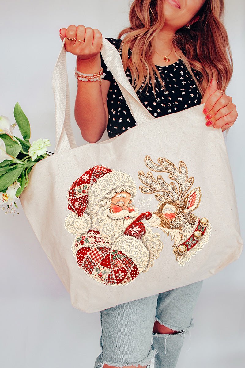 Santa's Christmas Boop Canvas Jumbo Tote - Wholesale Accessory Market