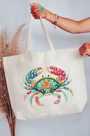 Seaside Sparkle Crab Canvas Jumbo Tote - Wholesale Accessory Market