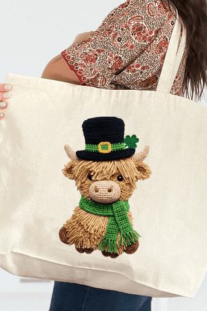 Shamrock & Moo Faux Yarn Canvas Jumbo Tote - Wholesale Accessory Market