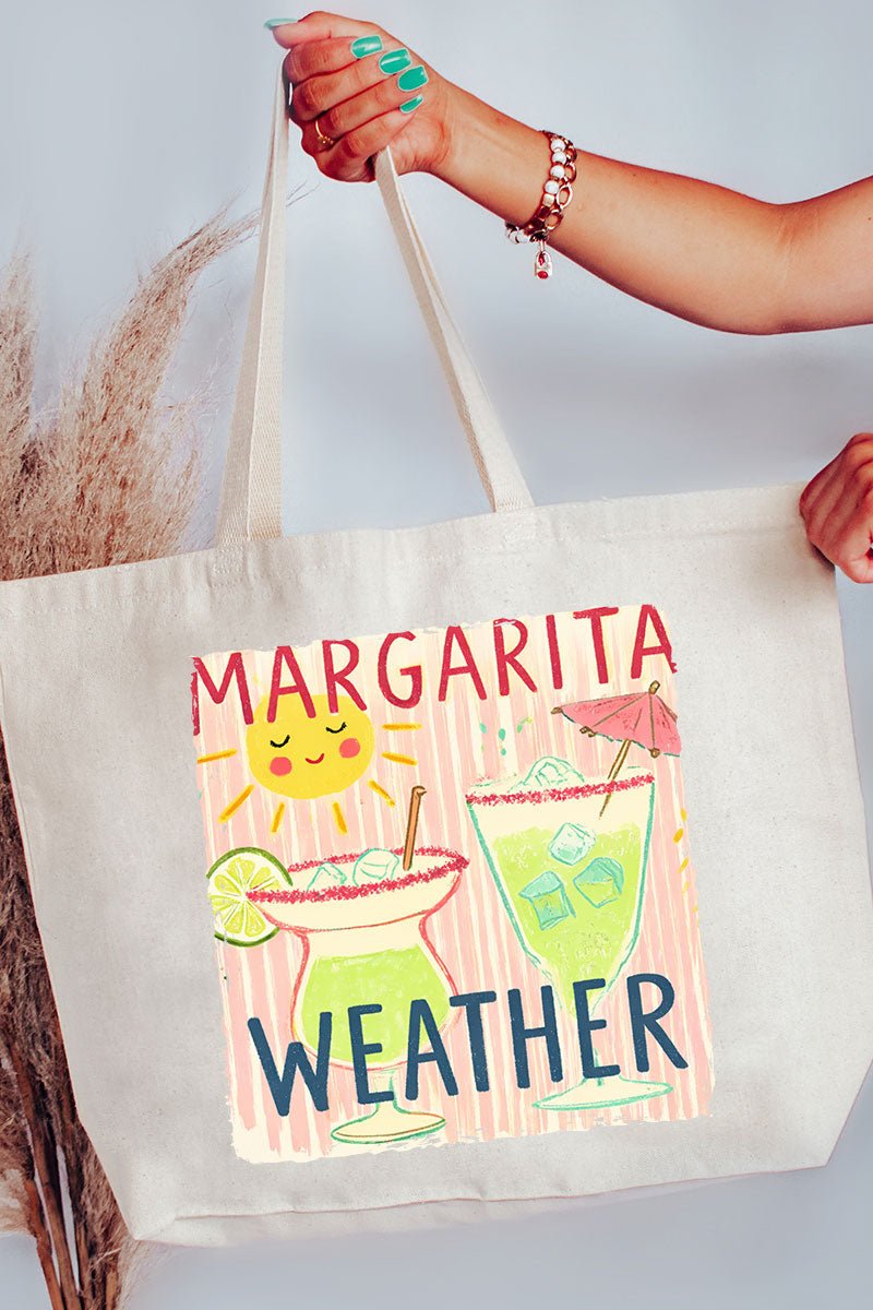 Sip The Sunshine Margarita Weather Canvas Jumbo Tote - Wholesale Accessory Market