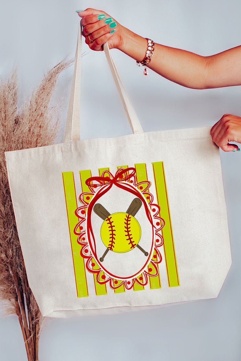 Softball Stripes Canvas Jumbo Tote - Wholesale Accessory Market