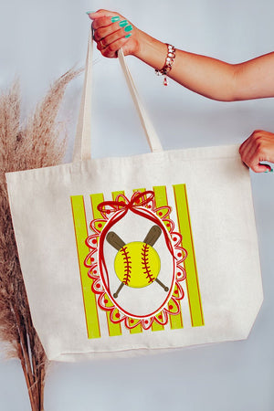 Softball Stripes Canvas Jumbo Tote - Wholesale Accessory Market