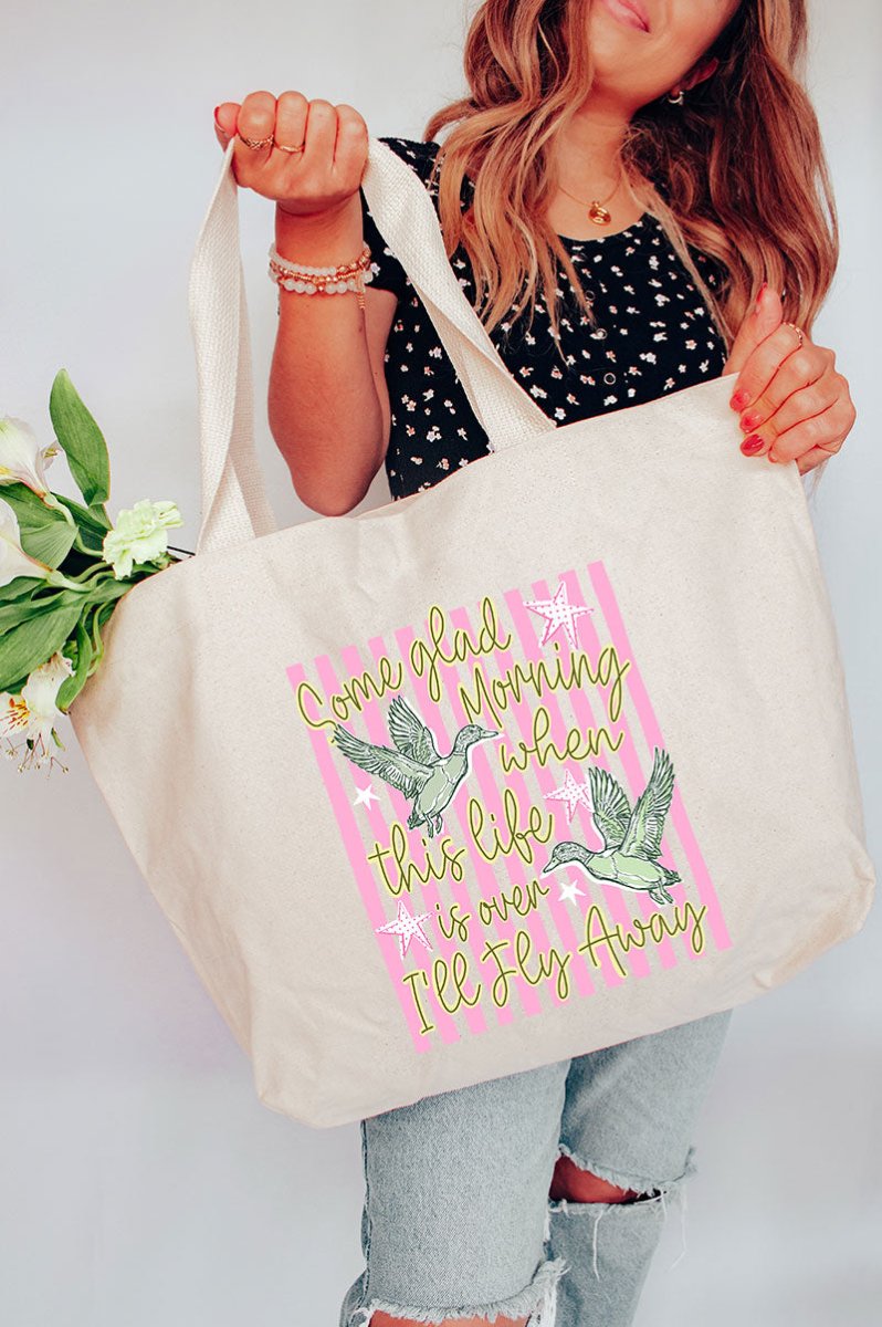 Some Glad Morning Canvas Jumbo Tote - Wholesale Accessory Market
