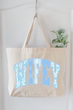 Something Blue Wifey Canvas Jumbo Tote - Wholesale Accessory Market
