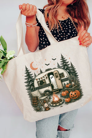 Spooky Campfire Night Canvas Jumbo Tote - Wholesale Accessory Market