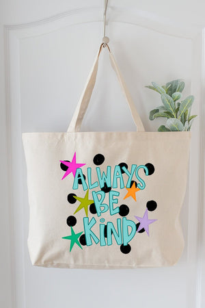Stars Always Be Kind Canvas Jumbo Tote - Wholesale Accessory Market