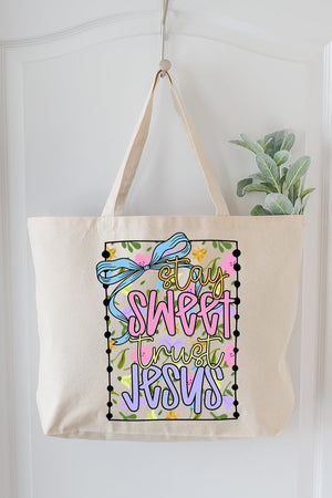 Stay Sweet Trust Jesus Canvas Jumbo Tote - Wholesale Accessory Market