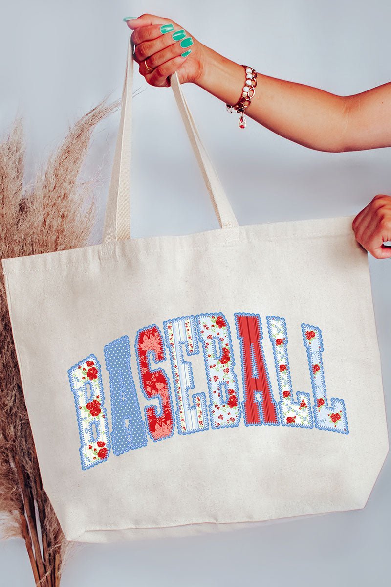 Stitched In Tradition Baseball Canvas Jumbo Tote - Wholesale Accessory Market