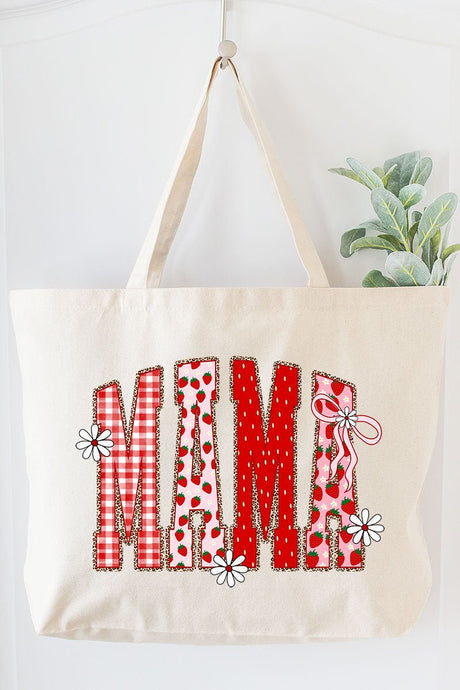 Strawberry Gingham Mama Canvas Jumbo Tote - Wholesale Accessory Market