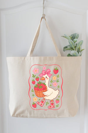 Strawberry Goose Canvas Jumbo Tote - Wholesale Accessory Market