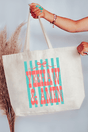 Striped Yeehaw & Amen Canvas Jumbo Tote - Wholesale Accessory Market