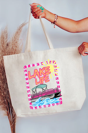 Sunny Lake Life Canvas Jumbo Tote - Wholesale Accessory Market