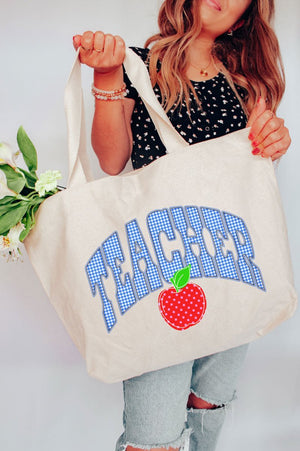 Sweet Apple Teacher Canvas Jumbo Tote - Wholesale Accessory Market