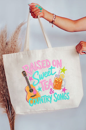 Sweet Tea And Country Music Canvas Jumbo Tote - Wholesale Accessory Market