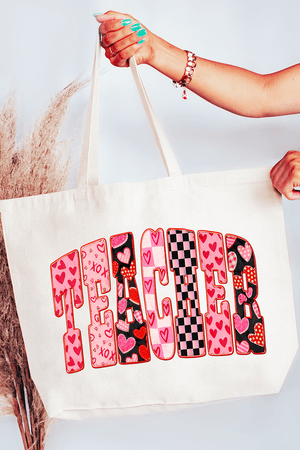 Teacher Full Of Love Canvas Jumbo Tote - Wholesale Accessory Market