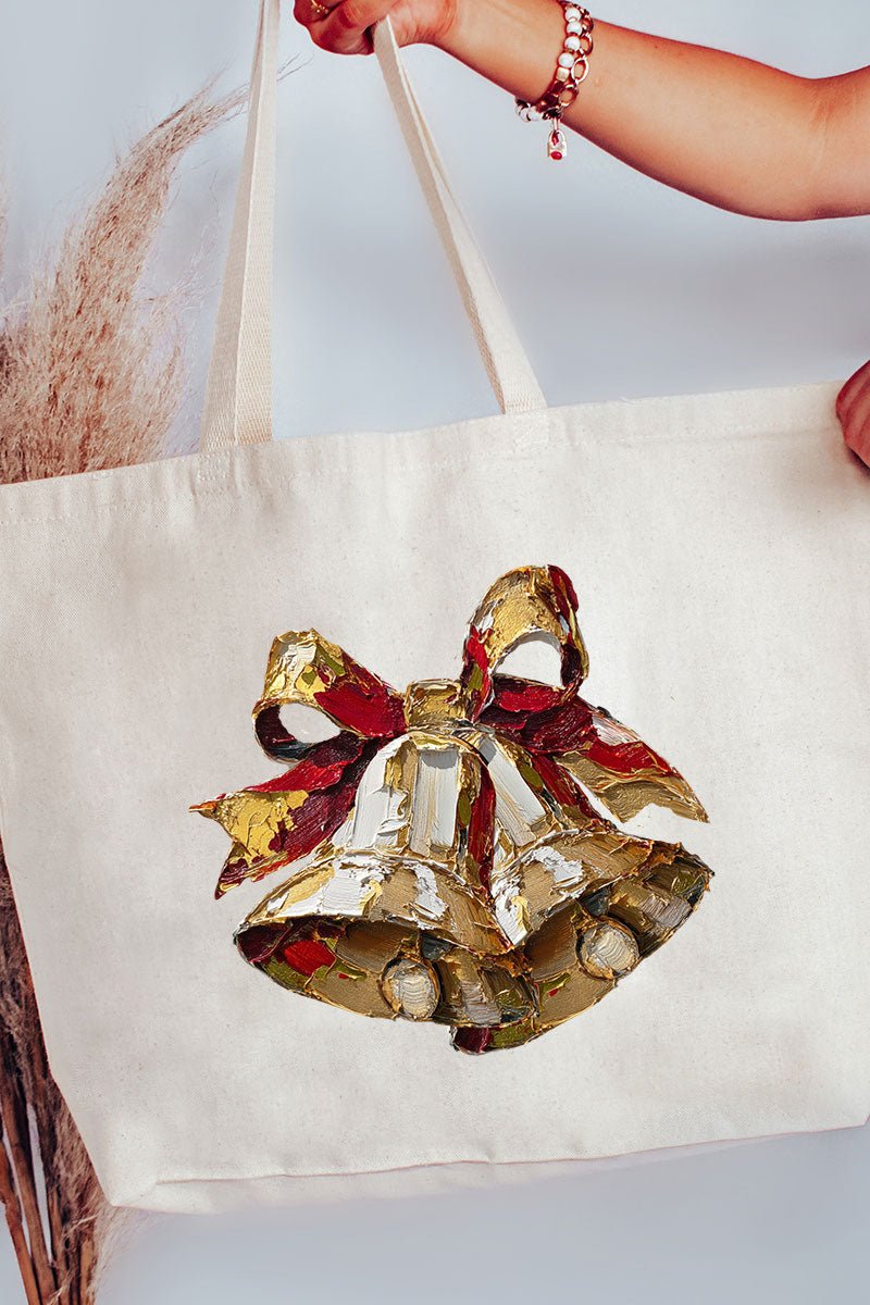 The Painted Christmas Bells Canvas Jumbo Tote - Wholesale Accessory Market