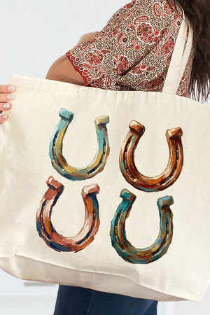 The Painted Horseshoes Canvas Jumbo Tote - Wholesale Accessory Market