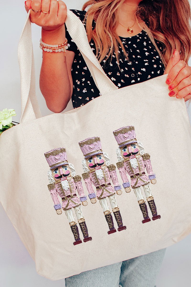 The Painted Nutcrackers Canvas Jumbo Tote - Wholesale Accessory Market