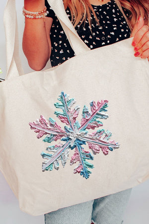 The Painted Snowflake Canvas Jumbo Tote - Wholesale Accessory Market