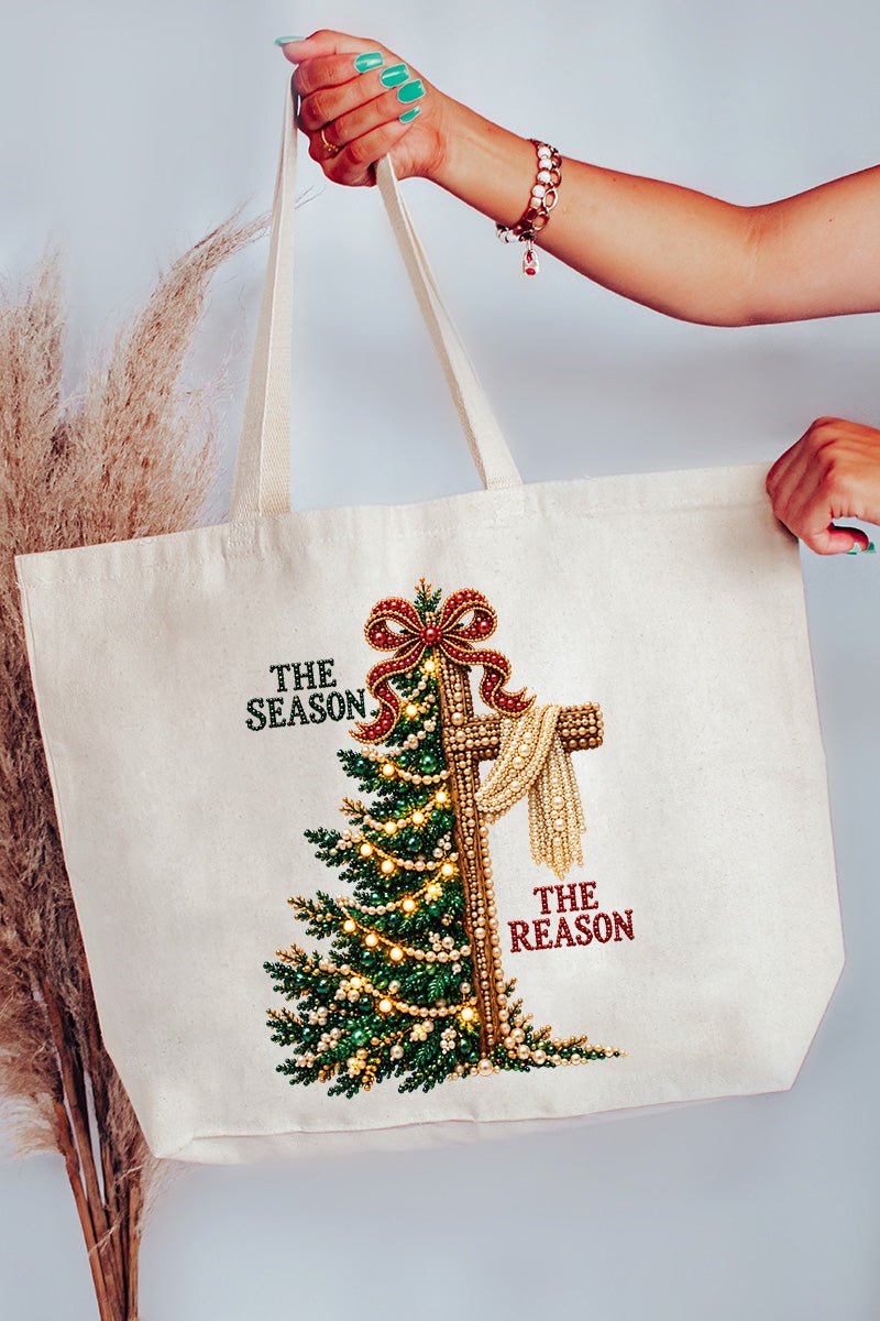 The Season The Reason Canvas Jumbo Tote - Wholesale Accessory Market
