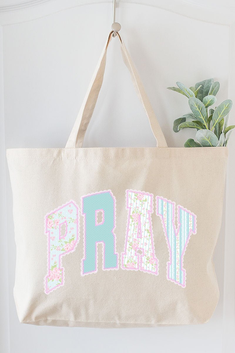 Timeless Pray Canvas Jumbo Tote - Wholesale Accessory Market