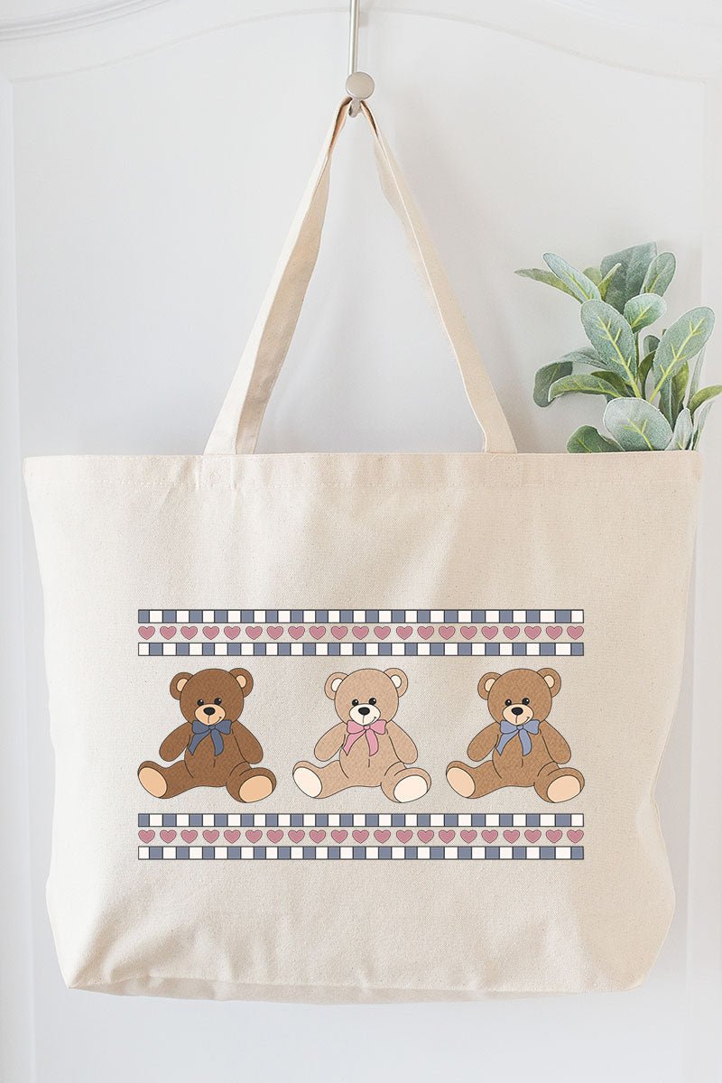 Tiny Teddy Trio Canvas Jumbo Tote - Wholesale Accessory Market