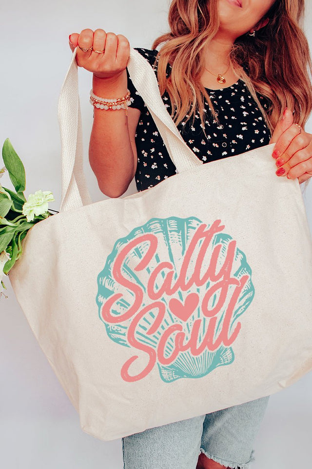 Vintage Salty Soul Canvas Jumbo Tote - Wholesale Accessory Market