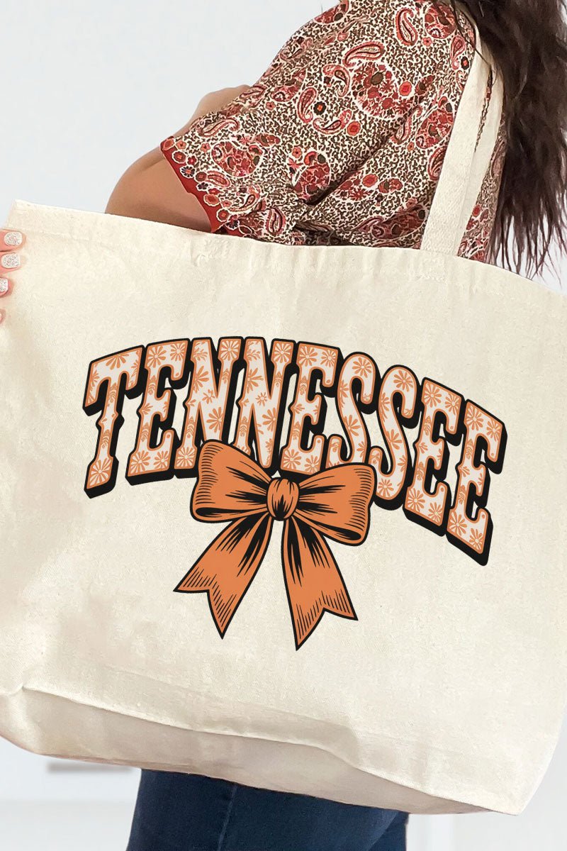 Vintage Tennessee Bow Canvas Jumbo Tote - Wholesale Accessory Market