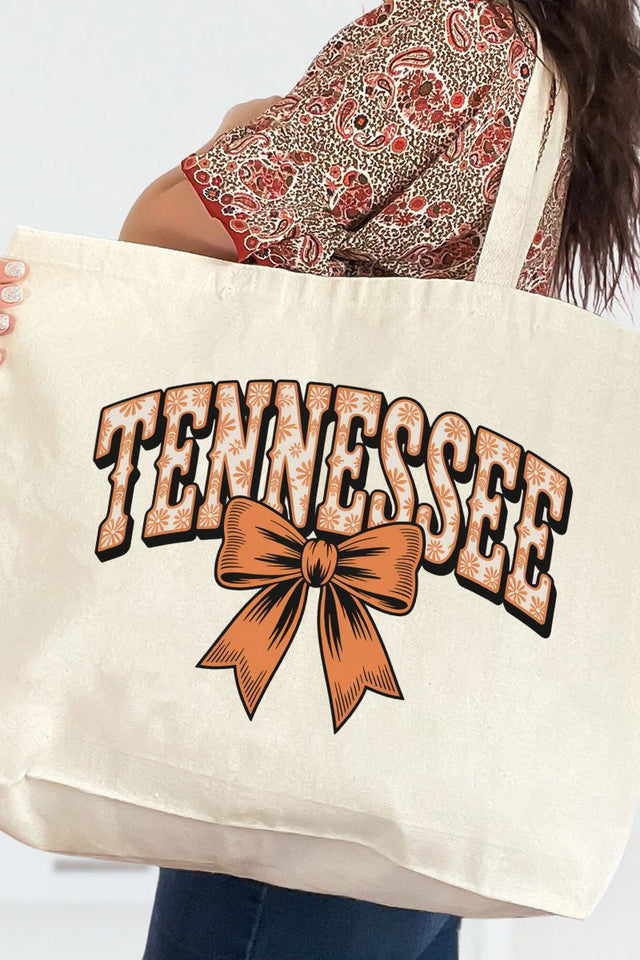 Vintage Tennessee Bow Canvas Jumbo Tote - Wholesale Accessory Market